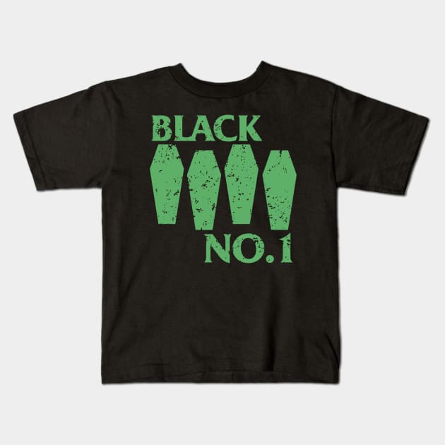 "BLACK NO 1 COFFINS" BLACK GREEN Kids T-Shirt by joeyjamesartworx